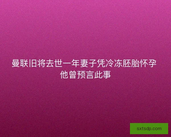 曼联旧将去世一年妻子凭冷冻胚胎怀孕 他曾预言此事